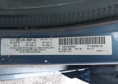 2011 Chrysler 200 Limited from USA, damaged, VIN 1C3BC2FG6BN582504